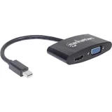 Manhattan DisplayPort / VGA / HDMI Adapter [1x Muški konektor Mini DisplayPort - 1x Ženski konektor VGA, Ženski konektor HDMI] Crna Manhat