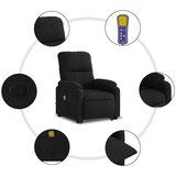  Električni masažni naslonjač na podizanje crni od mikrovlakana | shoptok.hr