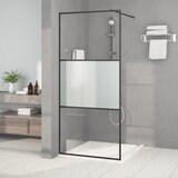 Pregrada za tuš crna 90 x 195 cm s napola mutnim staklom ESG | shoptok.hr