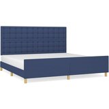 vidaXL Posteljni okvir z vzglavjem moder 200x200 cm blago, (20903207) Cene