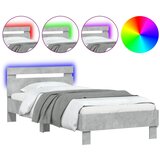  The Living Store Posteljni okvir z vzglavjem in LED betonsko siv 90x200 cm - Posteljni Okvir, (21455346) | Shoptok.si