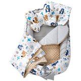 Medi Partners cocoon in a 5-piece set (cocoon / insert / butterfly pillow / flat pillow / quilt 75x55) – animals in the forest + beige minky Cene