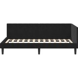  Kutni okvir kreveta s uzglavljem Crna 90 cm x 200 cm Baršun | shoptok.hr