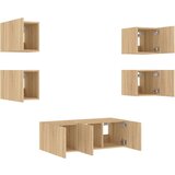  6-dijelni zidni TV elementi s LED svjetlima boja hrasta drveni | shoptok.hr