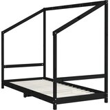  Okvir za dječji krevet crni 90 x 190 cm od masivne borovine | shoptok.hr