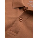 Ombre Men's BASIC single color pique knit polo shirt - brown | shoptok.hr