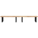  Zidna polica za umivaonik od čelika i masivnog bagremovog drva Smeđa 120 x 50 x 2 cm | Shoptok.si