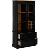 vidaXL Vinska omara HALDEN s stojali za vino in drsnimi vrati Črni bor | Shoptok.si