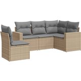  The Living Store Vrtna sedežna garnitura 5-delna z blazinami bež poli ratan - Vrtna Sedežna Garniture, (21443160) | Shoptok.si