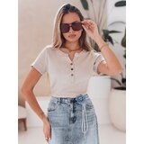 DStreet Bluzka damska one size prążkowana KISS LOOK beżowa | shoptok.hr