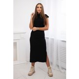 Kesi Long viscose dress with slits on the sides of black color | Shoptok.si