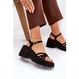 Boto Platform And Wedge Sandals Made Of Eco Suede Black Nendal | shoptok.hr