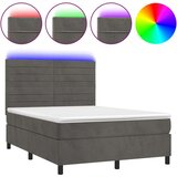  Box spring postelja z vzmetnico LED temno siva 140x200 cm žamet, (20789769) | Shoptok.si