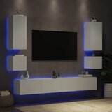  The Living Store Stenske TV omarice z LED lučkami 6 kosov bele - Stenska TV Omarica, (21555636) Cene