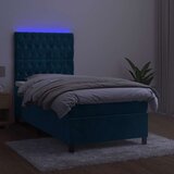  box spring s madracem LED tamnoplavi 80 x 200 cm baršun | shoptok.hr