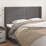  Vzglavje z ušesi sivo 203x16x118/128 cm umetno usnje, (20934041) | Shoptok.si
