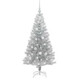 vidaXL Božično drevo med 150 LED z stojalom srebrna 120 cm PET | Shoptok.si