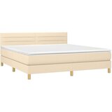  Krevet box spring s madracem LED krem 160x200 cm od tkanine | shoptok.hr