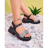 Resti Black women's sandals with cubic zirconias Pokio- Footwear | ePonuda.com