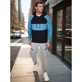 DStreet Bluza męska basic z kapturem w czarno-morskie paski | Shoptok.si
