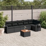 Maison Chic Seti vrtnega pohištva - Vrtna garnitura - Vrtni pohištvo set 7-delna z blazinami črn poli ratan, (21802602) | Shoptok.si