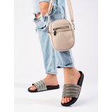 SHELOVET Beige slippers with rhinestones | Shoptok.si