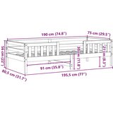 Okvir kreveta bez madraca 75 x 190 cm od masivne borovine | shoptok.hr