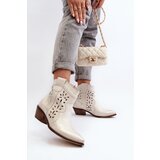 Zazoo Leather Low Heel Cut Out Boots 2870 Silver Cijene