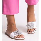 Gemre White flip-flops with a rhinestone flower Vendula Cene
