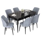 Hanah home set trpezarijski sto i 6 stolica nef black marble grey | ePonuda.com