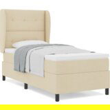 Box Spring Krevet s Madracem u Krem Boji - 100x200 cm Tkanina | shoptok.hr