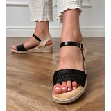 Gemre Black wedge sandals with a braided strap Ameliz | ePonuda.com