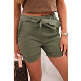Kesi Włoski Women's shorts with bow and frills khaki | shoptok.hr