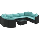 vidaXL Vrtna sedežna garnitura 10-delna z blazinami črn poli ratan, (21315950) | Shoptok.si