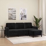  Trosjed s tabureom crni 180 cm baršunasti Cijene