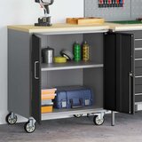  Radna klupa s policom s kotačem Crna i Siva 75 x 45 x 85 cm | shoptok.hr
