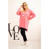 Kesi Women's blouse with a longer back and print pink | Shoptok.si