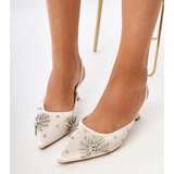 Gemre Beige slingback pumps with rhinestones Lessor | Shoptok.si