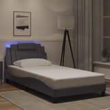 Furnova Posteljni okvir z LED lučkami siv 100x200 cm umetno usnje, (21939970) Cene