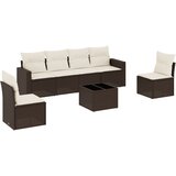  7-dijelni set vrtnih sofa od poliratana s jastucima smeđi | shoptok.hr