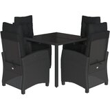  5-dijelni vrtni blagovaonski set s jastucima od poliratana crni Crna 90 cm table length | shoptok.hr