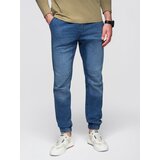 Ombre Men's denim joggers with asymmetrical stitching - blue Cijene