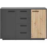 Mömax Široka Komoda Lukas, Antracit, Barva Hrasta | Shoptok.si