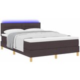  LED Box Spring Krevet Tamno smeđa 140 x 190 cm tkanina Slike