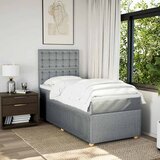  Box spring krevet s madracem svjetlosivi 90x190 cm od tkanine Slike
