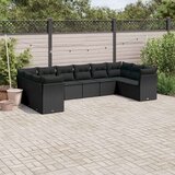  10-dijelni set vrtnih sofa s jastucima crni od poliratana | shoptok.hr