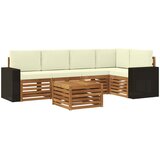 vidaXL Kotna sedežna garnitura z blazino 6 pcs Naravna in smetana, (5000283747) | Shoptok.si