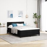 vidaXL okvir postelje z vzmetnico Črna in bela Tkanina 160 x 200 cm | Shoptok.si
