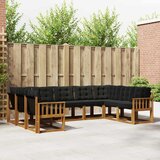  Set vanjskih sofa 9 pcs Prirodna i crna Čvrsto drvo akacije | Eponuda.com