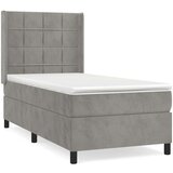 Box spring krevet s madracem svjetlosivi 90x190 cm baršunasti | shoptok.hr